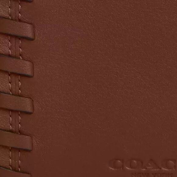 NWT COACH CBE02 Passport Card Case Whipstitch Leather Wallet Gunmetal/Saddle - Picture 7 of 7